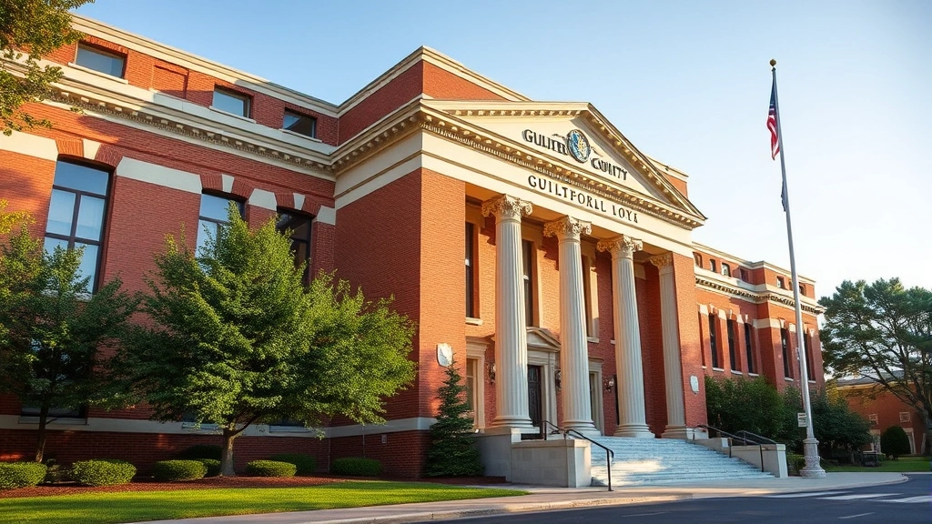 guilford county tax bill search -
Guilford County courthouse or government building exterior, professional archit