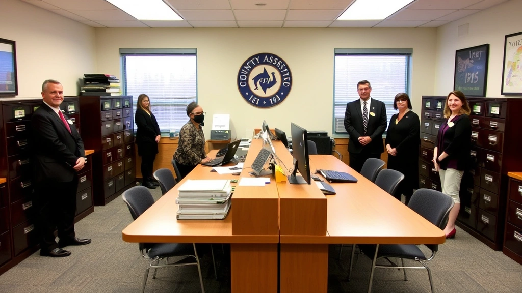 hamilton county property taxes - 
County assessor’s office interior with filing cabinets and professional t