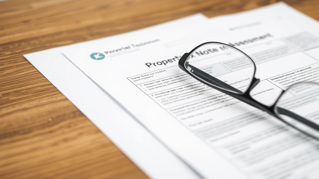 harford county property taxes - 
Close-up of property tax assessment notice and appeal forms spread on wooden ta