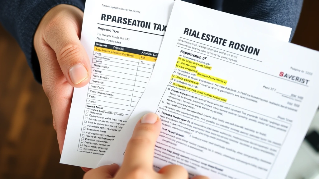 henrico property tax - 
Close-up of hands holding property tax bill and real estate appraisal paperwork