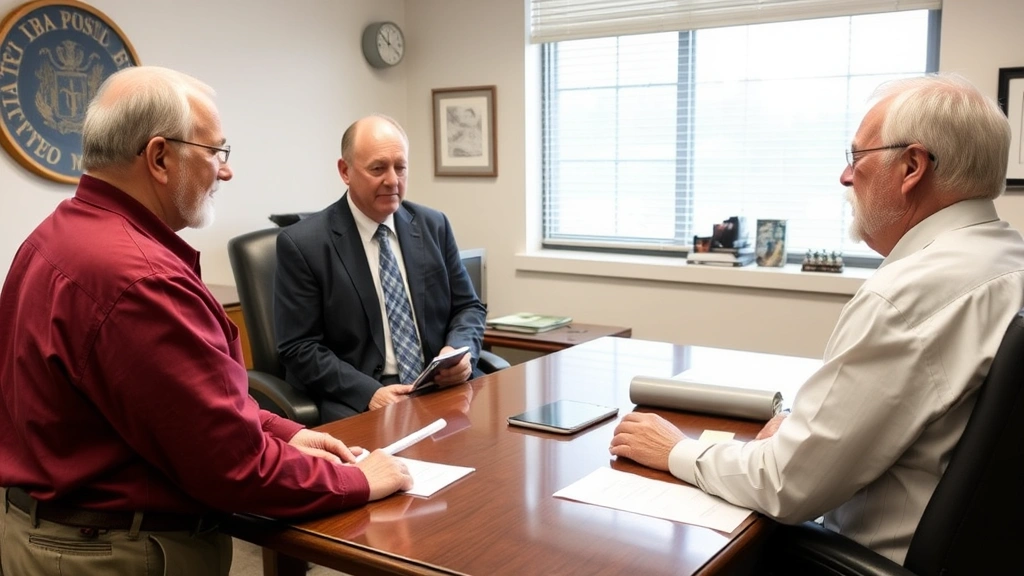 henrico property tax - 
Senior couple meeting with county assessor in official government office, discu
