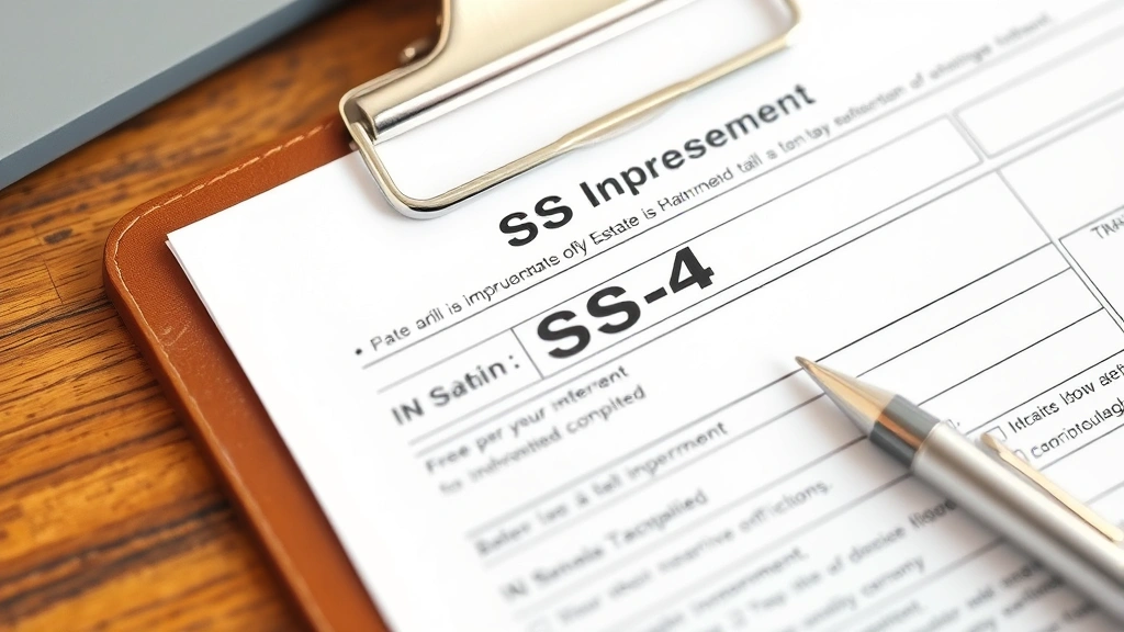 how do i apply for an estate tax identification number - 
Close-up of completed IRS Form SS-4 on clipboard with pen, soft focus backgroun