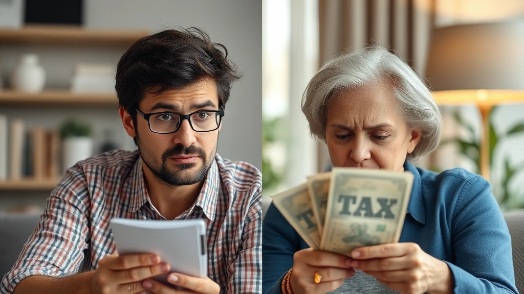 how is severance pay taxed - 
Split-screen showing person looking concerned at tax bill on left, relieved per