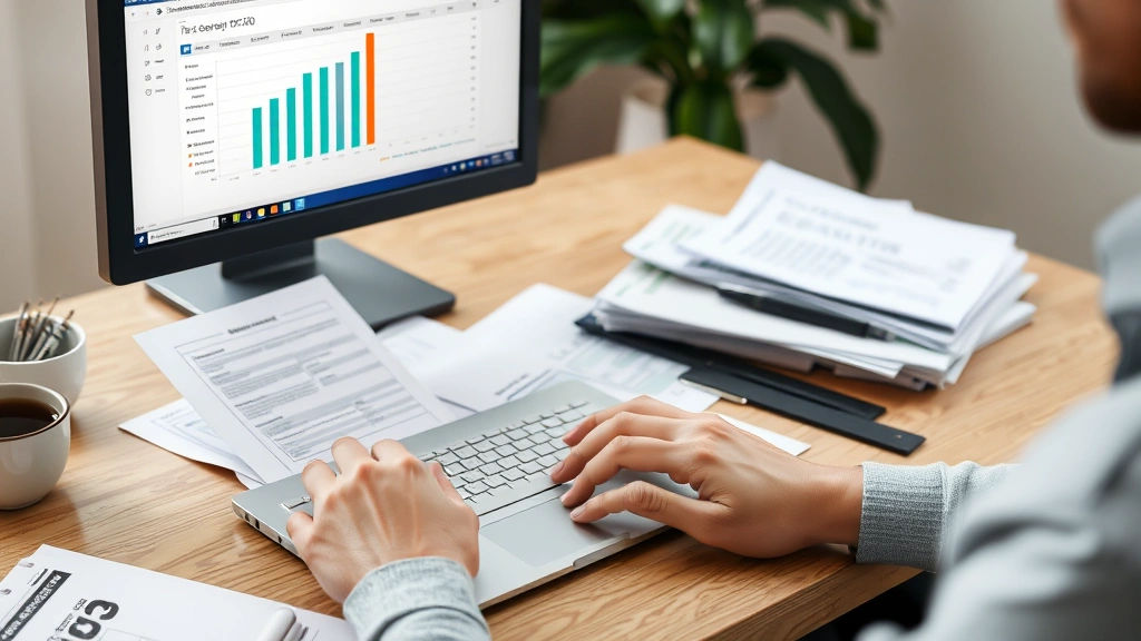 how many years can you go without filing taxes - 
Person at computer reviewing financial records and tax forms on screen with lap