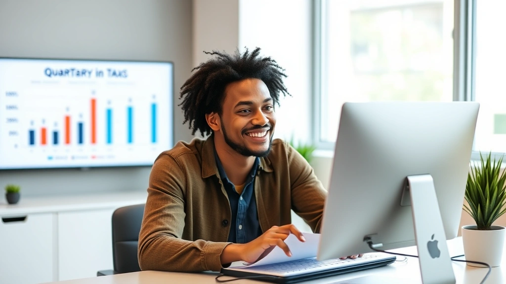 how to do taxes without w2 - 
Diverse small business owner smiling while reviewing quarterly tax estimates on