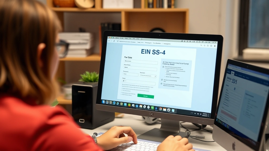 how to get a tax id number for an estate - 
Person using a computer to complete an online IRS form SS-4 application, screen