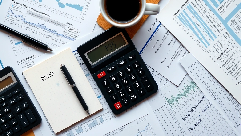 illinois car sales tax - 
Overhead shot of financial documents spread on desk with calculator, notepad wi