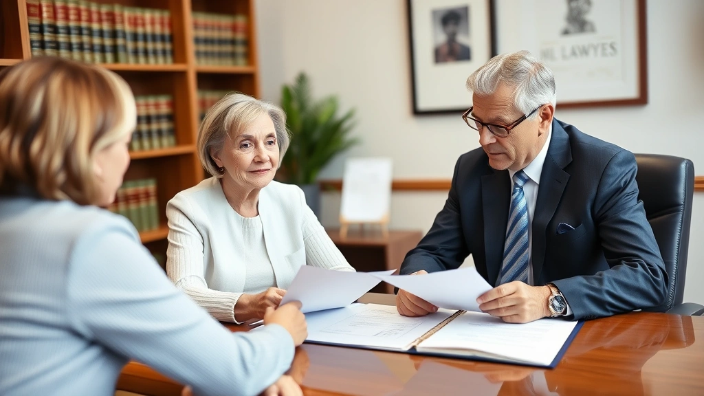 illinois estate tax calculator - 
Mature couple meeting with attorney in law office, reviewing legal documents re