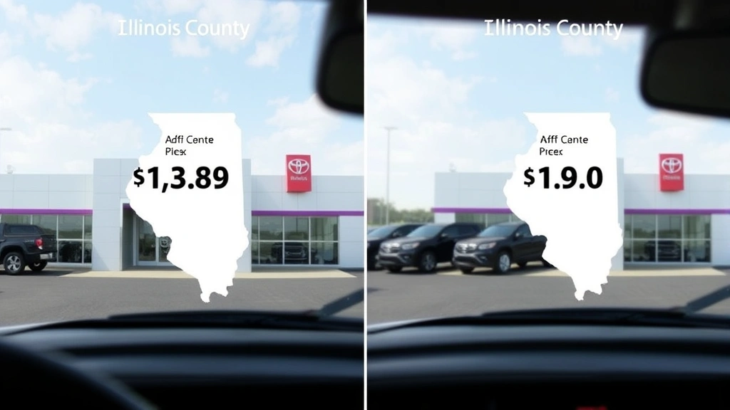 illinois state sales tax on cars - 
Split-screen comparison showing two dealership locations in different Illinois 