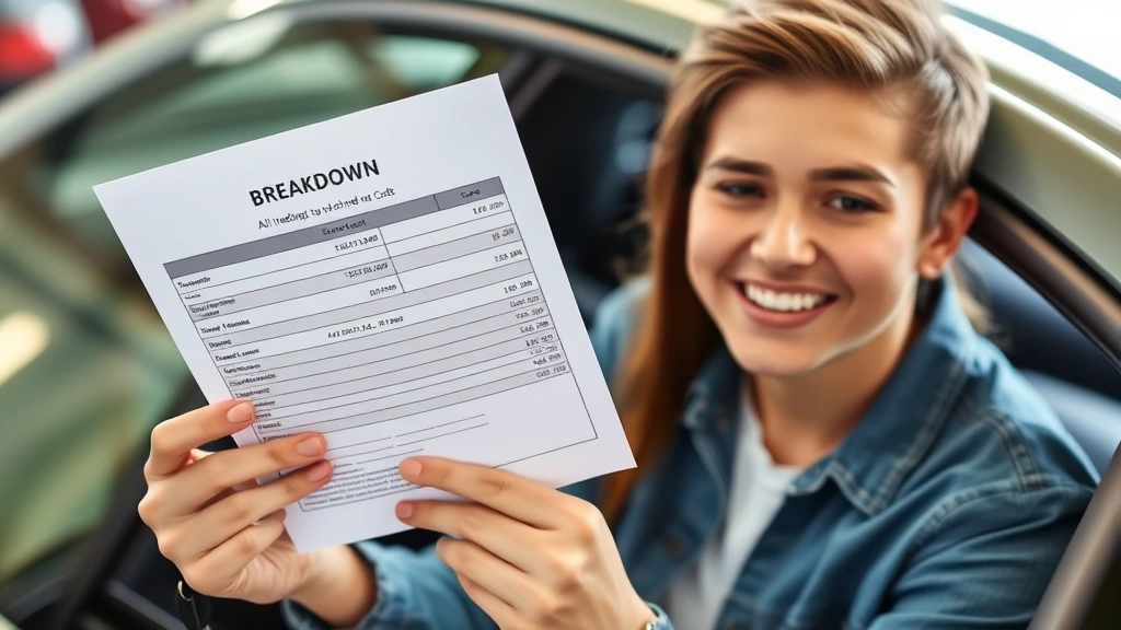 illinois state sales tax on cars - 
Young professional holding car keys and reviewing a detailed breakdown document