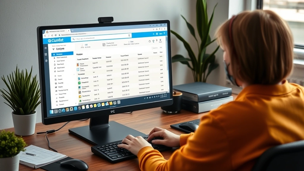 indiana property tax lookup - 
Person using computer to search online property tax database, focused expressio