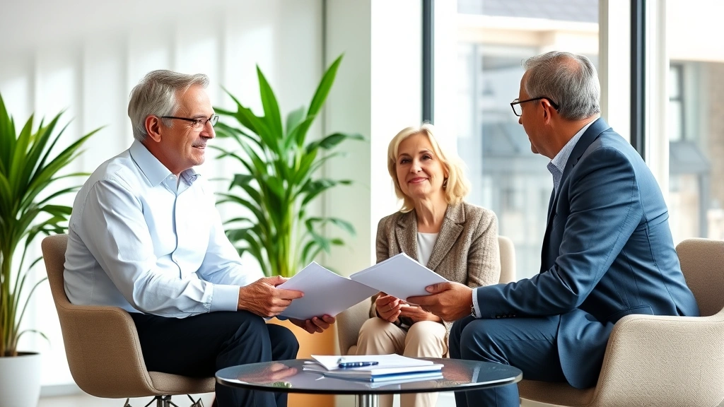 inheritance tax georgia - 
Mature couple meeting with financial advisor in bright office, discussing inher