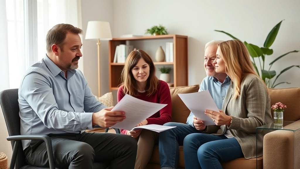 inheritance tax georgia - 
Professional man explaining tax documents to family members in comfortable home
