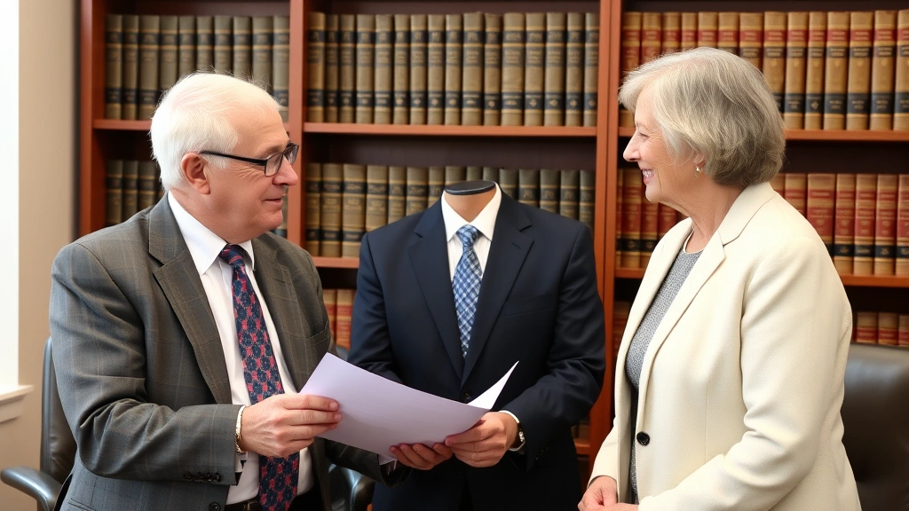 inheritance tax illinois - 
Older couple meeting with estate planning attorney in formal office with booksh