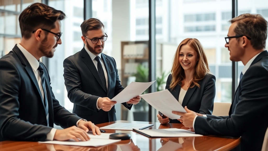 inheritance tax in california - 
Estate planning attorney in professional suit explaining documents to clients i