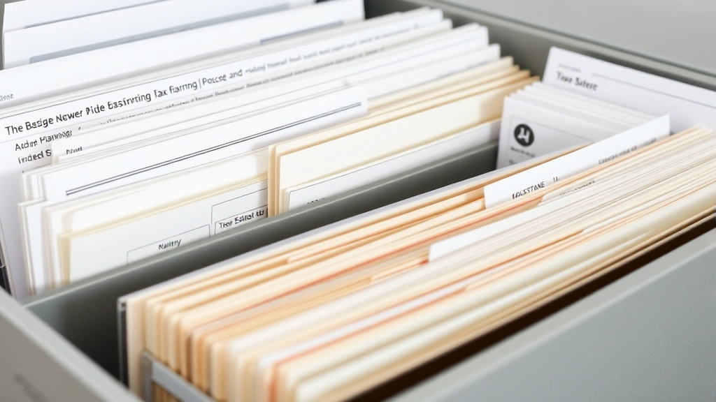 inheritance tax nj - 
Financial documents and tax forms organized in a filing system, showing organiz