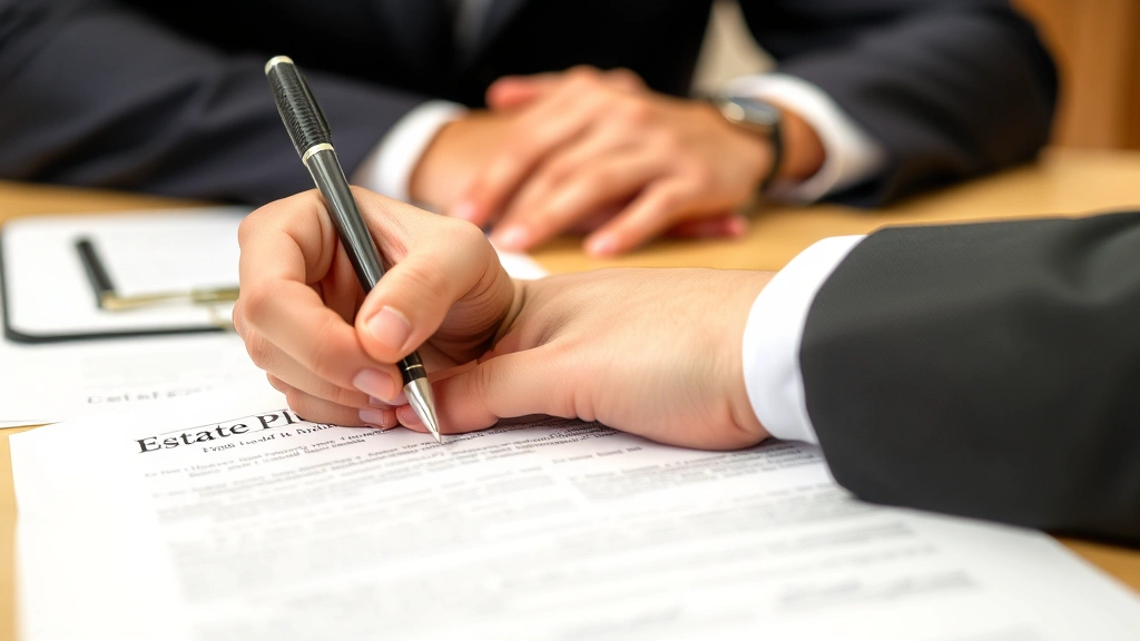 inheritance tax virginia - 
Close-up of hand signing estate planning document with attorney present in back