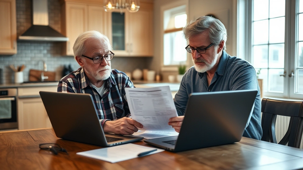 insulation tax credit - 
Homeowner reviewing insulation project receipt and invoice documents at kitchen