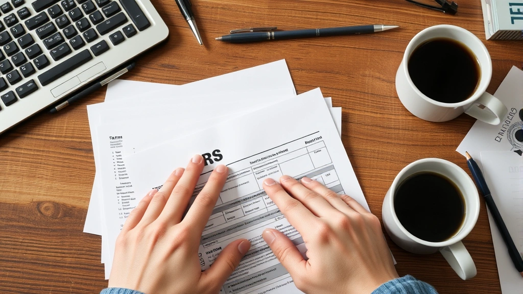internal revenue service tax practitioner hotline - 
Close-up of hands holding IRS tax forms and documents on wooden desk with coffe