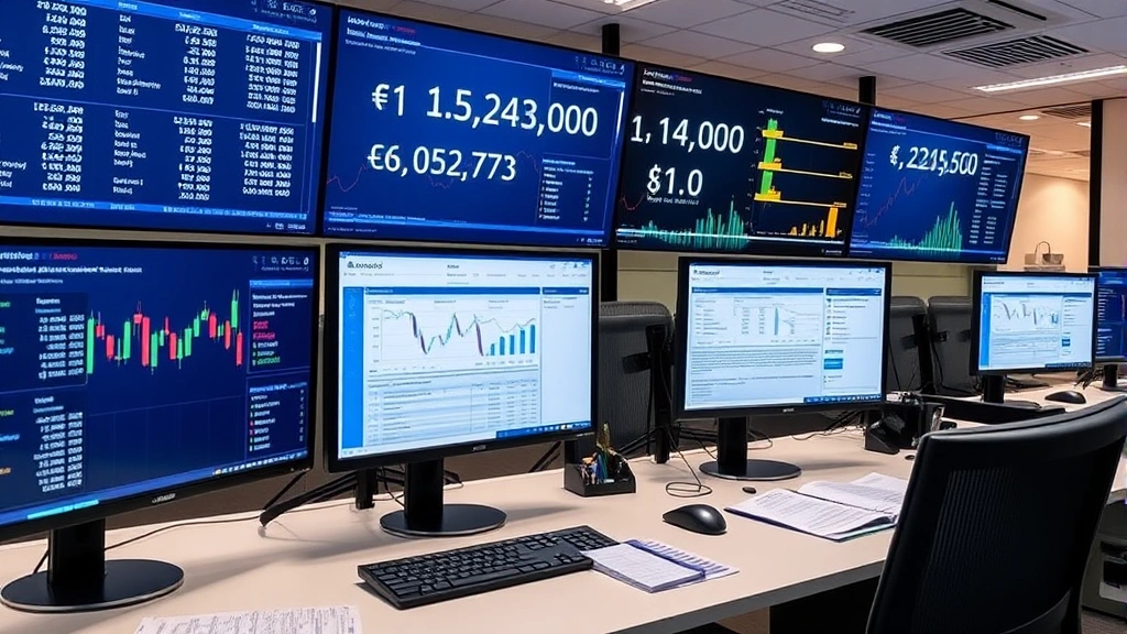international tax planning -
Modern office workspace with multiple monitors displaying financial data, inter