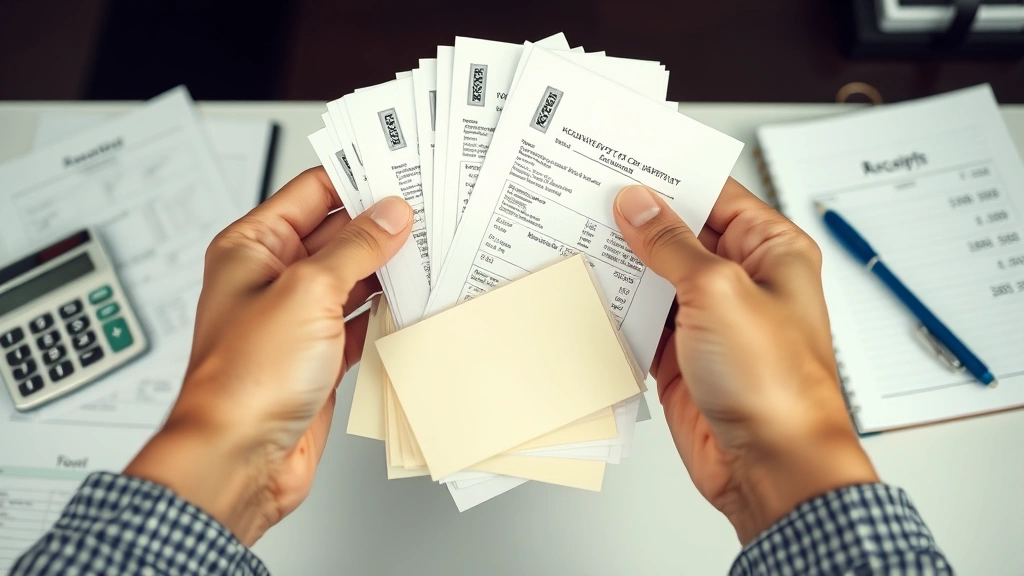 is assisted living tax deductible - 
Close-up of hands holding medical bills and receipts organized by category on a