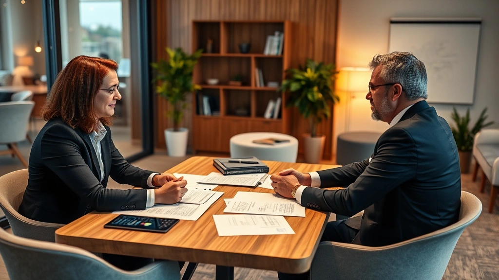 is mortgage insurance tax deductible - 
Financial advisor meeting with clients in modern office, discussing documents s