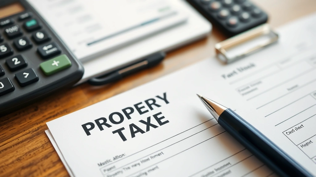 is real estate tax and property tax the same - 
Close-up of property tax payment notice and checkbook on desk, formal financial