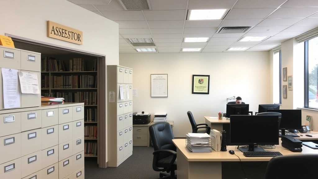 jackson county property taxes - 
County assessor’s office interior with filing cabinets and computer works