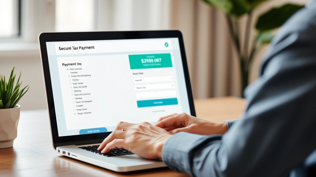 johnston county tax - 
Person making online tax payment on laptop with secure payment icon visible on 