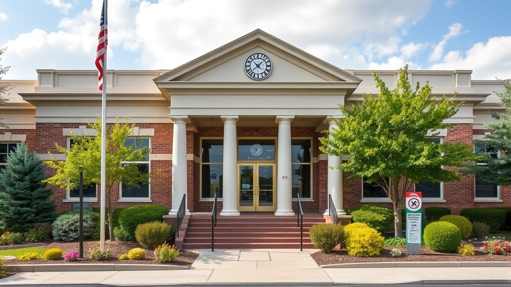 lane county tax records - 
County assessor’s office building exterior with professional landscaping,