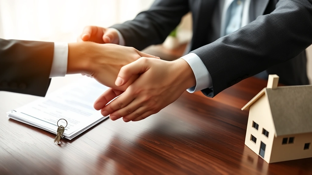 lane county tax records - 
Business handshake between real estate agent and homeowner with property docume