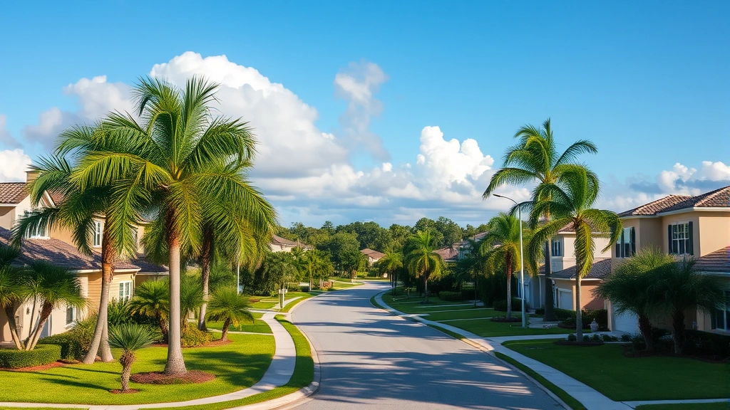 lee county tax collector lehigh acres - 
Florida residential neighborhood with palm trees and well-maintained homes
