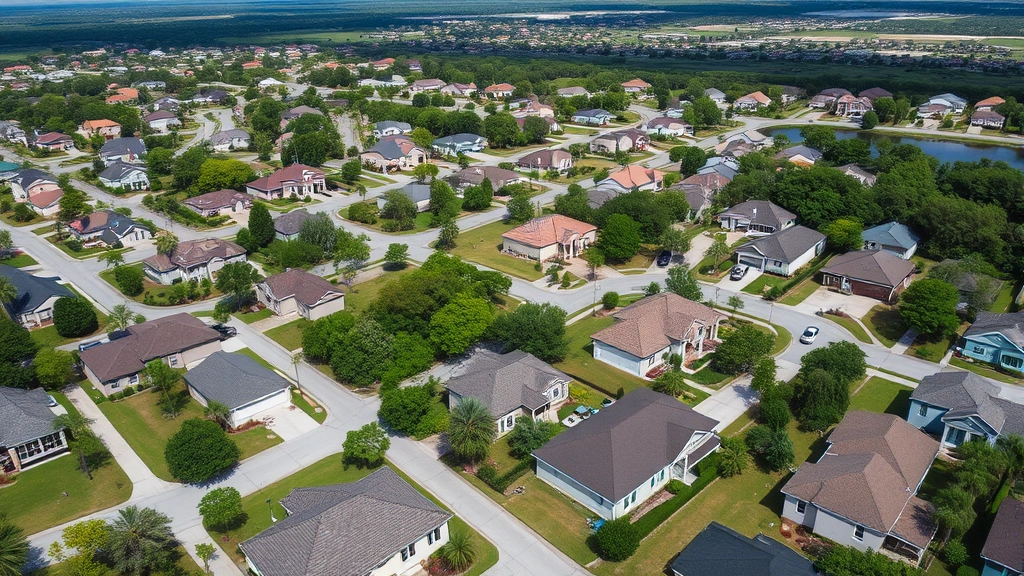 levy county florida property tax - 
Aerial view of residential neighborhood in North Central Florida with mixed sin