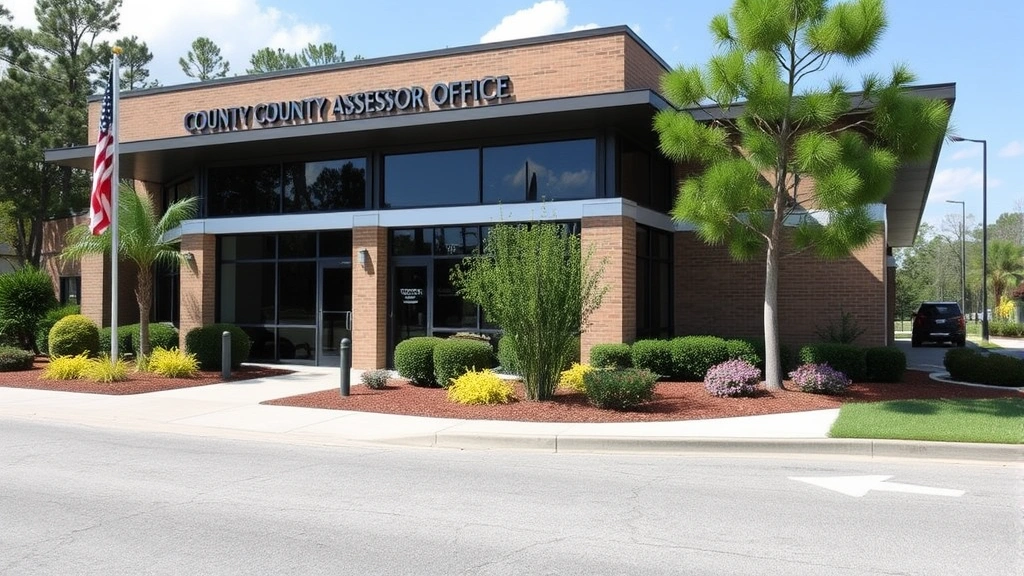 lexington county property taxes -
Modern county assessor’s office building exterior with professional lands