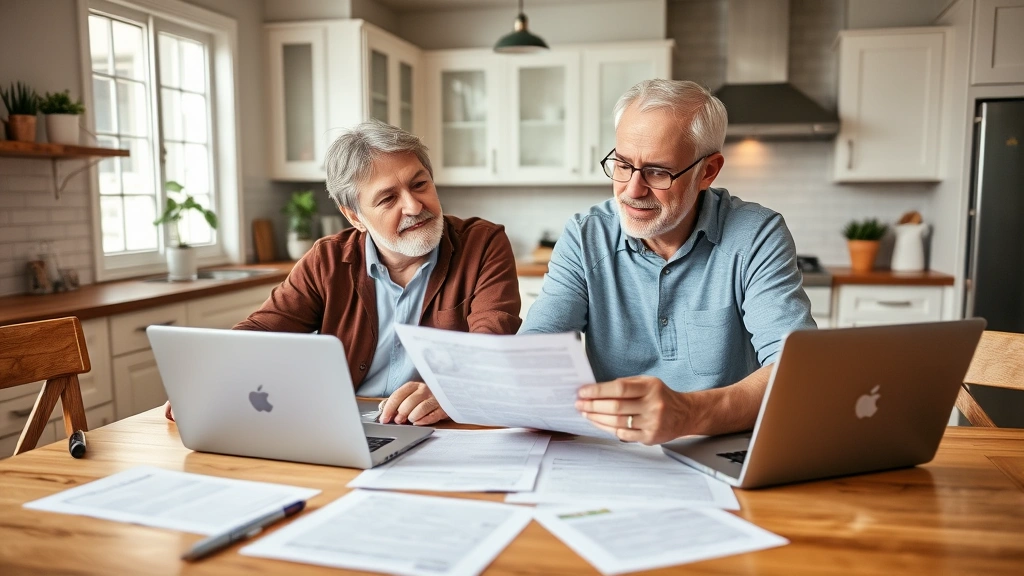 lexington county property taxes -
Diverse homeowner couple reviewing home assessment letter at kitchen table with