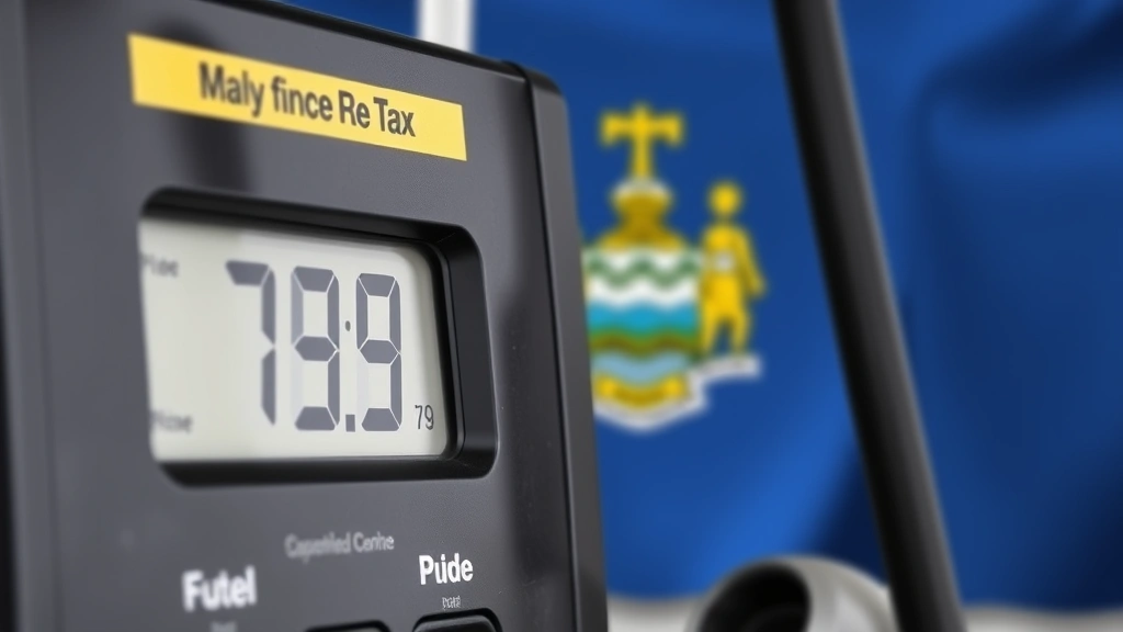 maine excise tax calculator -
Gas pump display showing fuel price and Maine state flag in background, represe