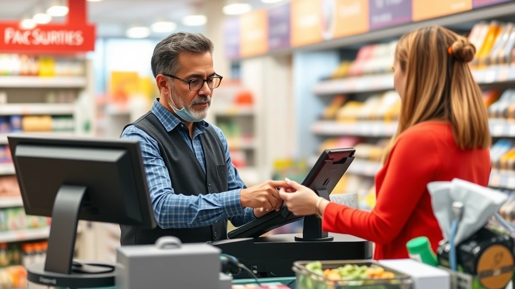 maine sales tax rate - 
Business owner at cash register in retail store, scanning items and collecting 