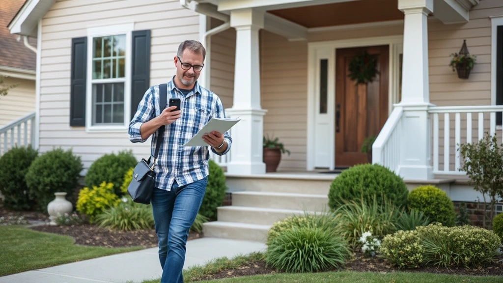 manatee county property taxes - 
Male homeowner walking around house exterior taking photos and notes for proper