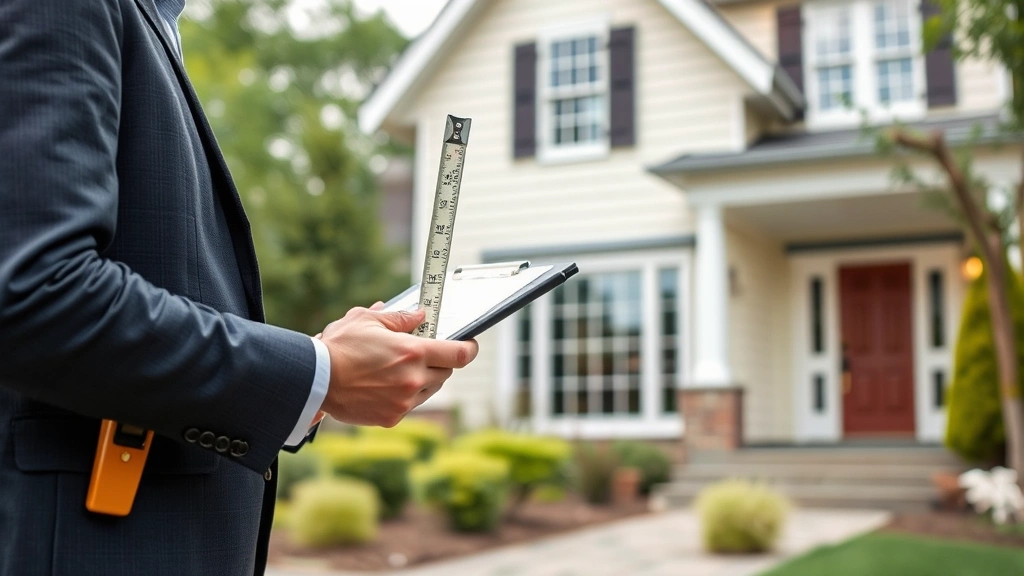 manatee county property taxes - 
Professional appraiser measuring and inspecting residential home exterior with 