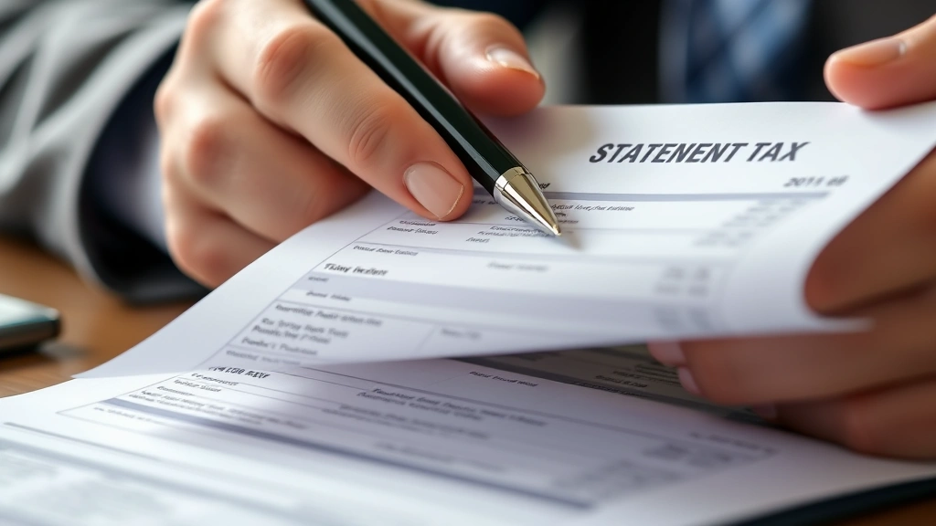 maryland homeowners tax credit - 
Close-up of hands holding property tax bill statement with pen ready to review
