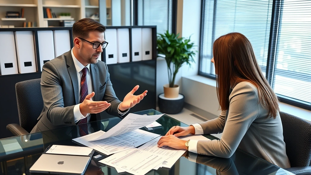 mchenry county taxes - 
CPA or financial advisor in business attire explaining tax strategy to clients 