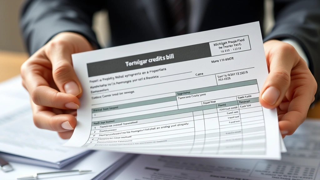 michigan homestead property tax credit - 
Close-up of hands holding Michigan property tax bill and homestead credit form 