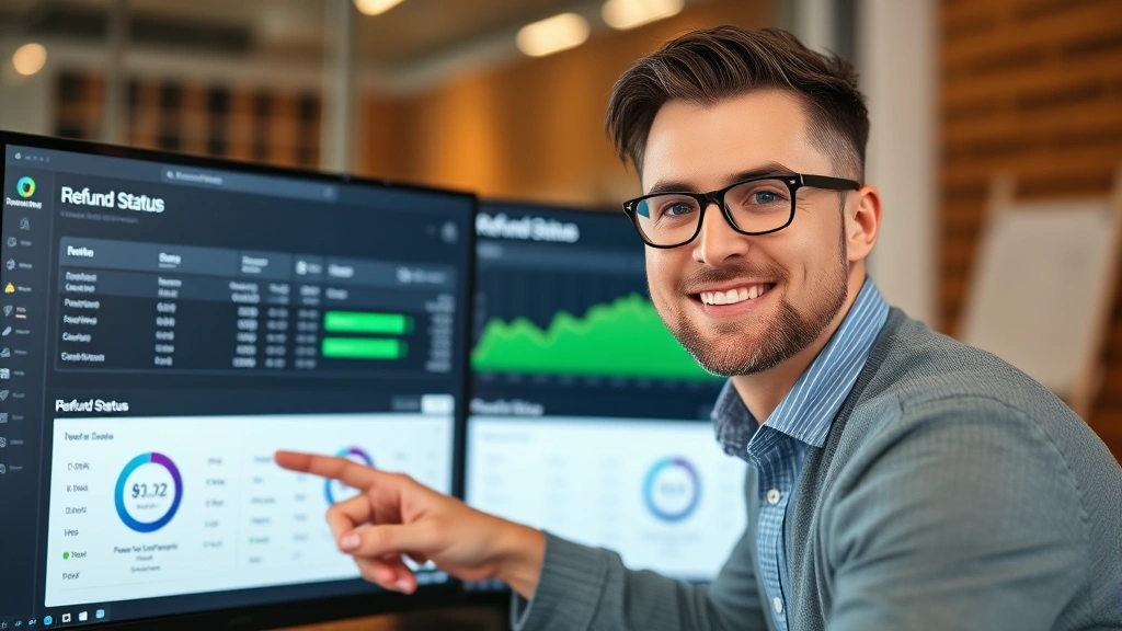 michigan state tax return status - 
Smiling financial advisor or tax professional in business casual attire pointin