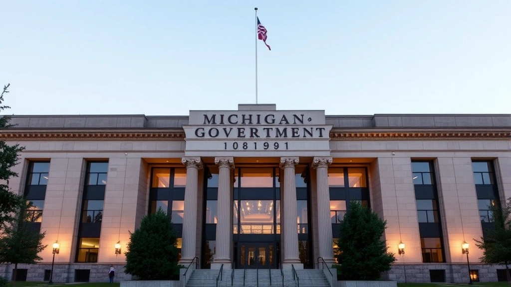 michigan state tax return status - 
Michigan state government building or office exterior, professional architectur