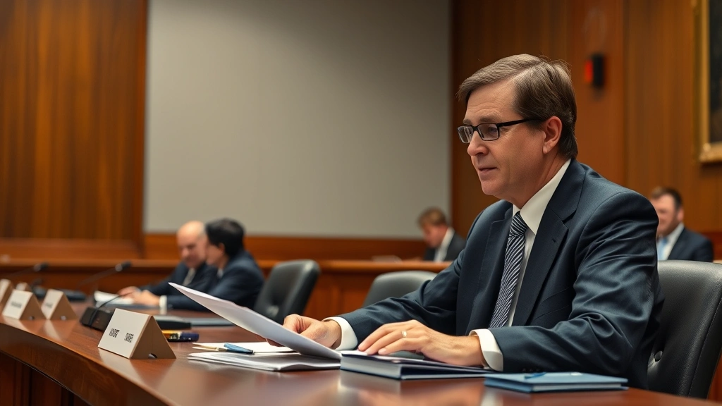 michigan tax tribunal - 
Neutral administrative judge or tribunal member in business attire reviewing ca