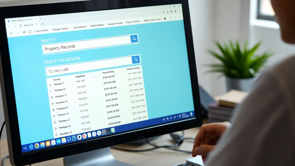 milwaukee county property tax search -
Person using computer to search property records on county database website, fo