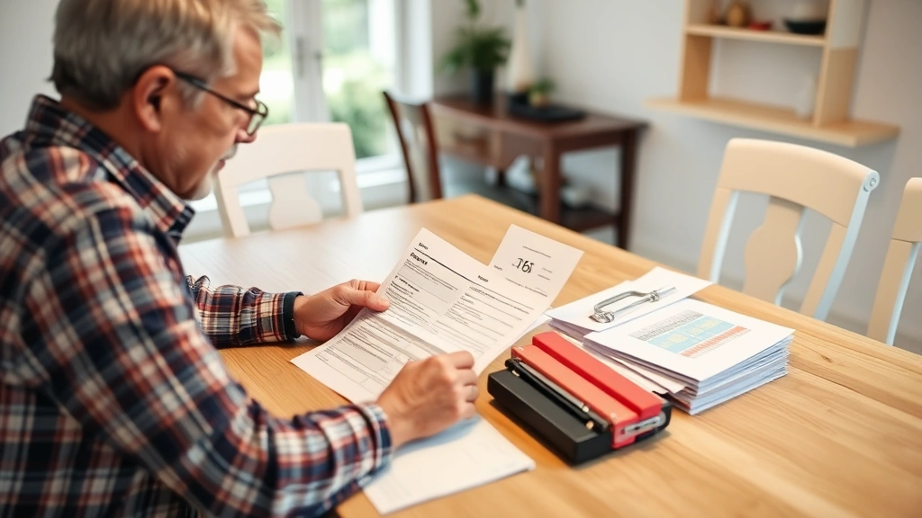 mississippi property tax - 
Mature couple reviewing home improvement records and receipts at a dining table