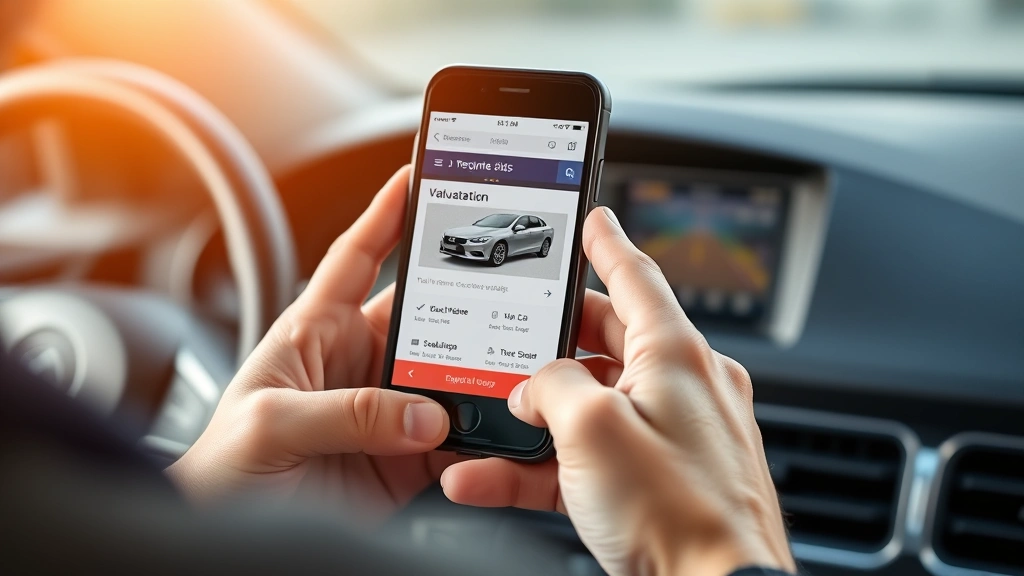 missouri auto sales tax - 
Person using smartphone to check vehicle valuation on KBB or NADA website
