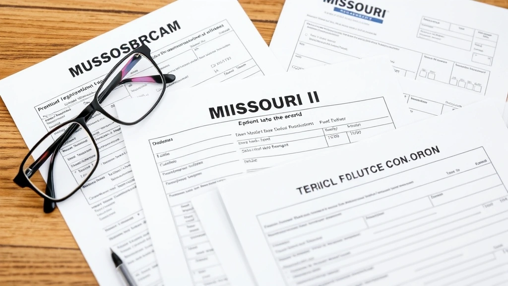 missouri car sales tax -
Missouri state tax forms and vehicle registration documents spread on wooden de