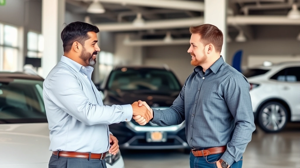 missouri car sales tax -
Dealership sales manager and customer shaking hands after completing car purcha